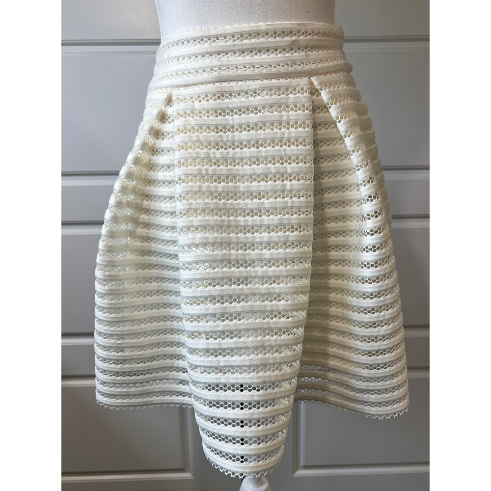 Express Fit &‎ Flare Skirt Striped Textured Party Cocktail Size 0